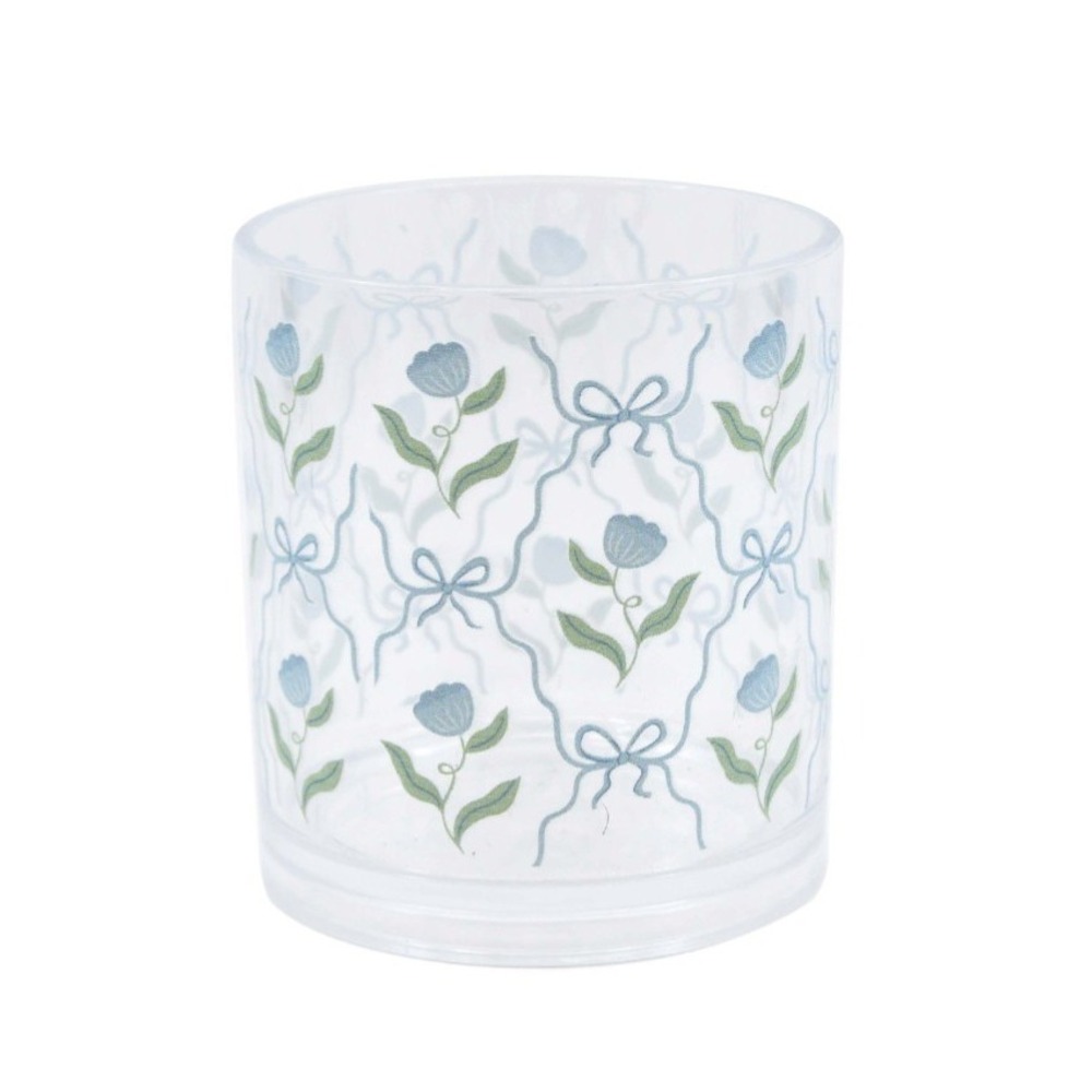 2 - plastic bow print cold cups Blue floral